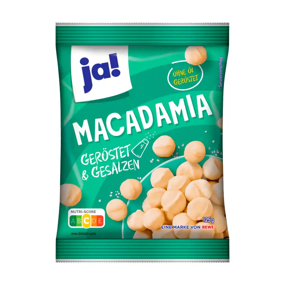 ja! Macadamia geröstet & gesalzen 125gx10 ja! Macadamia geröstet & gesalzen 125gx10 – Image 1