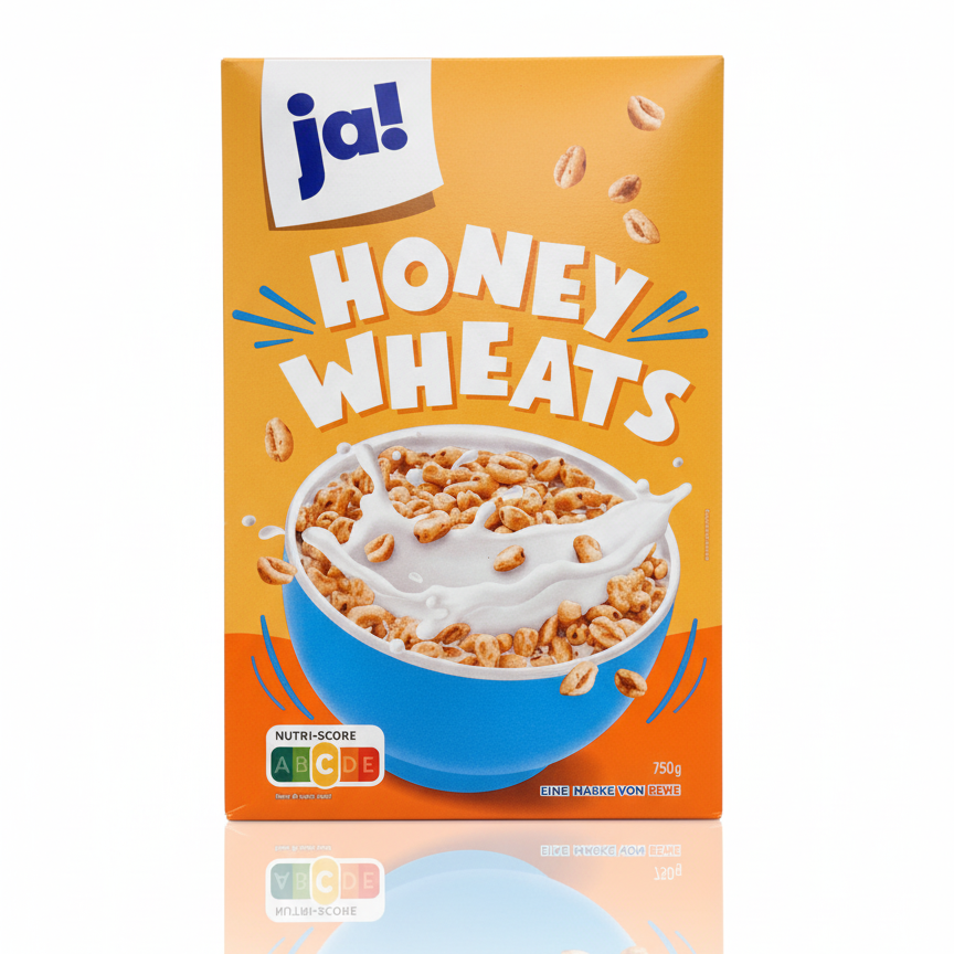 Ja! Cornflakes Honey Wheats 750g x 4 Ja! Cornflakes au Miel 750g x4 – Image 1