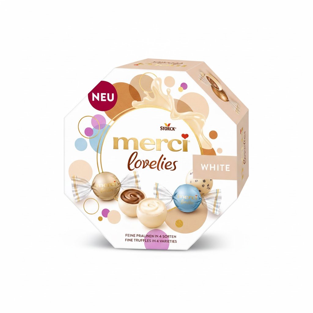 MERCI Lovelies White 185gx7 (1) MERCI Lovelies Chocolat Blanc 185g x7 – Image 1